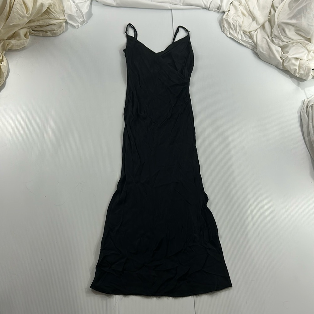 297. NWT women’s Elegant Black Satin Dress‎ (S)